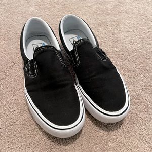 Black Vans slip on sneakers size 9 men's.